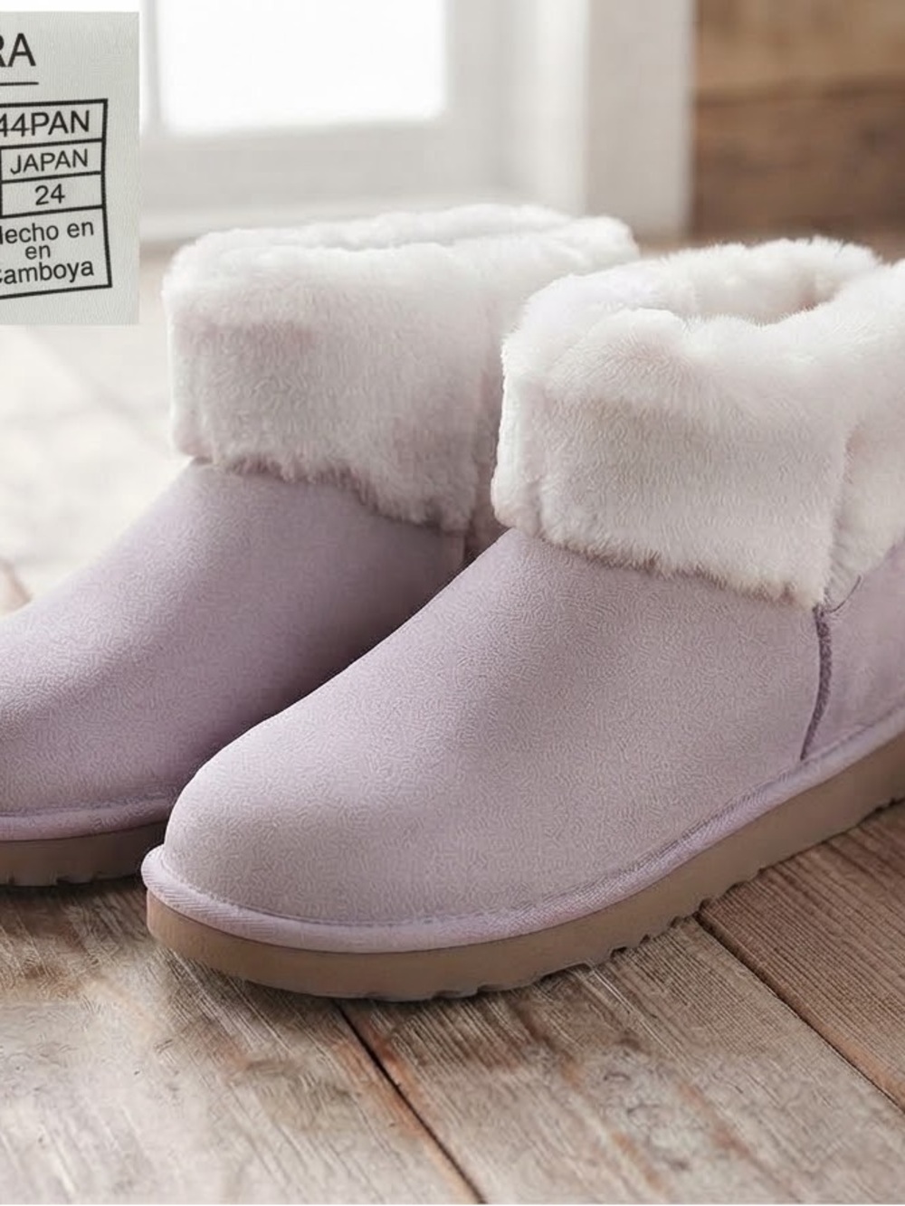 Plush Faux-Suede Ankle Booties in Light Lavender - Women